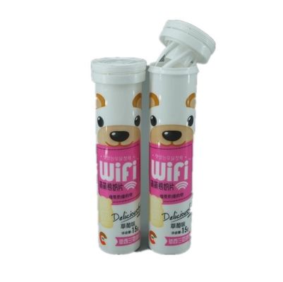 Food Grade PP Plastic Effervescent Tablet Tube Bottle with Custom White Print and Cap