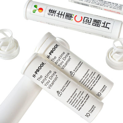 Contenant de comprimés effervescents OEM Tube personnalisé d'impression droite blanche avec bouchon de sécheur