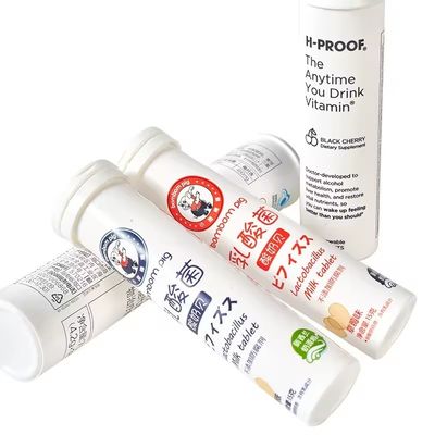 Comprimés effervescents Bouteille avec bouchon en plastique blanc sur mesure