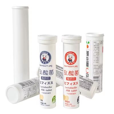 Emballage blanc vide et droit, tube à bonbons pour pilules de vitamine C et comprimés effervescents