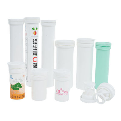 PP Material Customized White Plastic Effervescent Tablet Tube Bottle With Discant Cap
