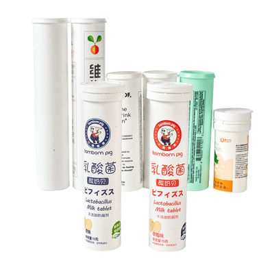 Matériau de base en PP Bouteille en plastique Effervescent Tablette Tube avec Déshydrateur Couvercle Flip Pilule VC Douceur Emballage